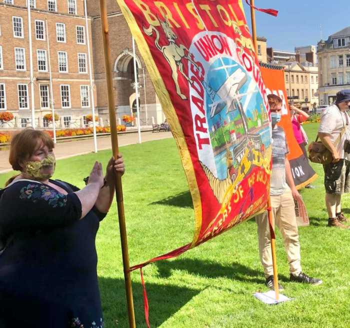 Bristol TUC banner at the NHS rally
